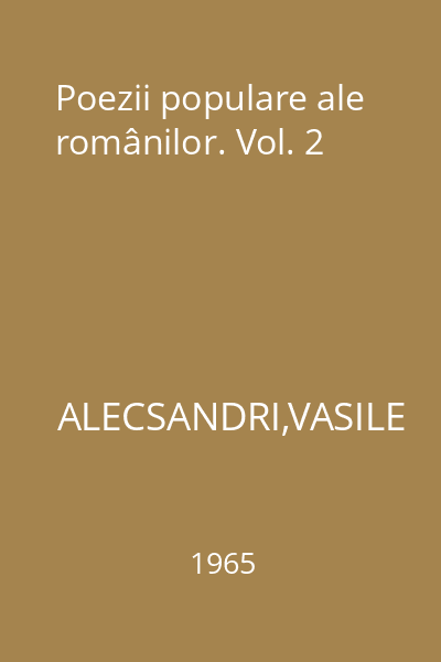Poezii populare ale românilor. Vol. 2