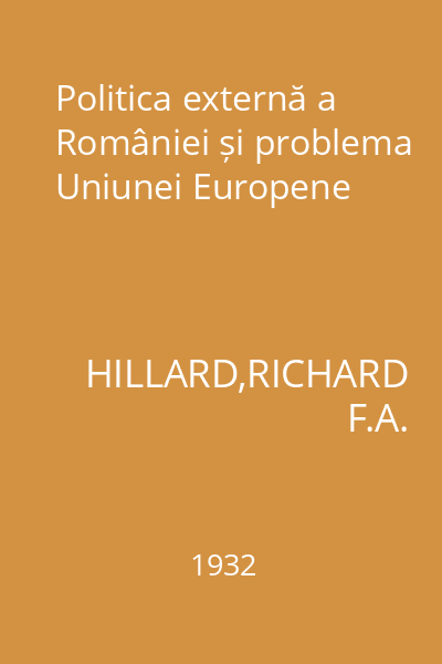 Politica externă a României și problema Uniunei Europene