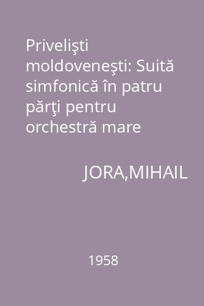 Privelişti moldoveneşti: Suită simfonică în patru părţi pentru orchestră mare Op.5(1924)