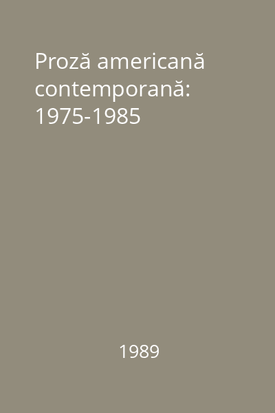 Proză americană contemporană: 1975-1985