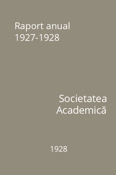 Raport anual 1927-1928