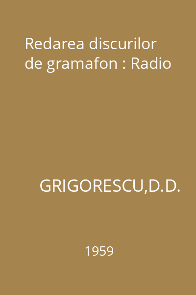 Redarea discurilor de gramafon : Radio