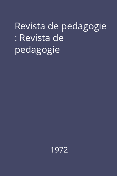 Revista de pedagogie : Revista de pedagogie
