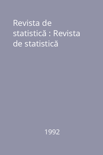 Revista de statistică : Revista de statistică