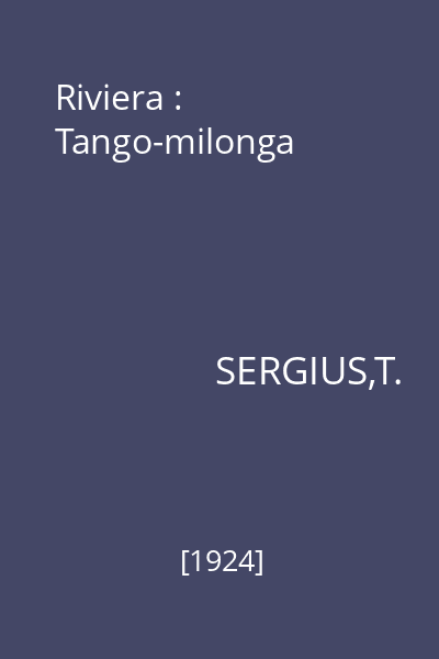 Riviera : Tango-milonga