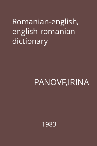 Romanian-english, english-romanian dictionary