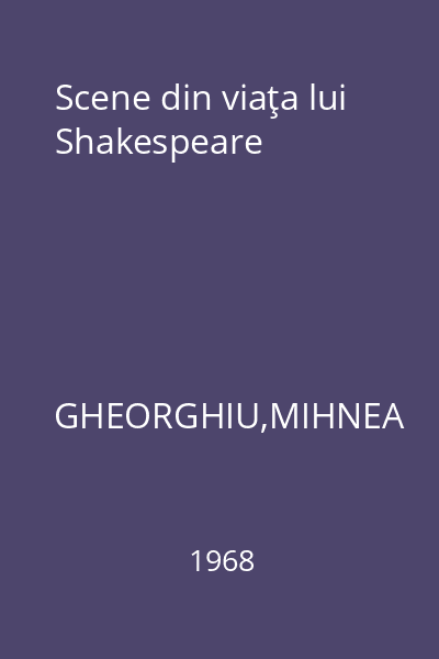 Scene din viaţa lui Shakespeare