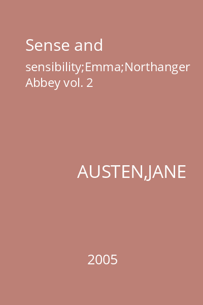Sense and sensibility;Emma;Northanger Abbey vol. 2