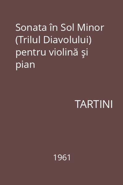 Sonata în Sol Minor (Trilul Diavolului) pentru violină şi pian