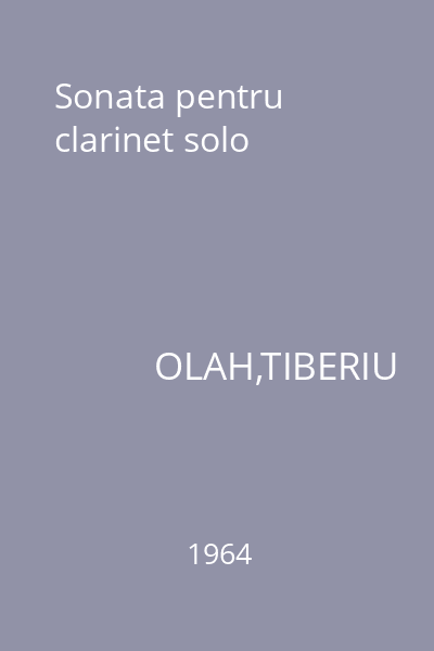 Sonata pentru clarinet solo