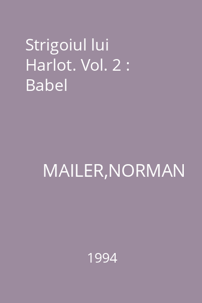 Strigoiul lui Harlot. Vol. 2 : Babel