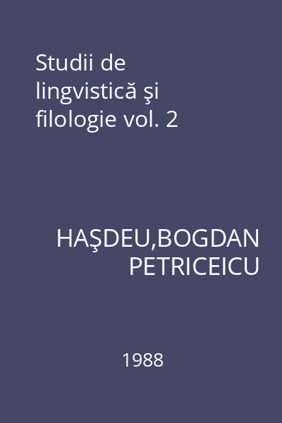 Studii de lingvistică şi filologie vol. 2