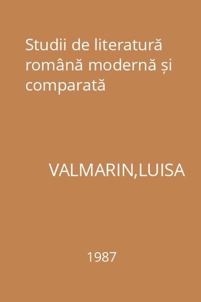 Studii de literatură română modernă și comparată