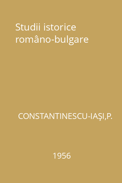 Studii istorice româno-bulgare