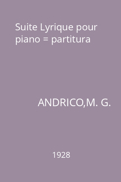 Suite Lyrique pour piano = partitura