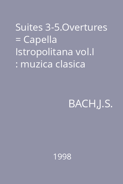 Suites 3-5.Overtures = Capella Istropolitana vol.I : muzica clasica