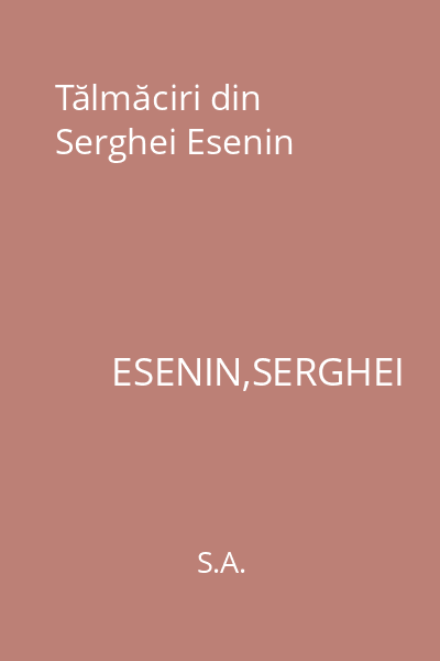 Tălmăciri din Serghei Esenin