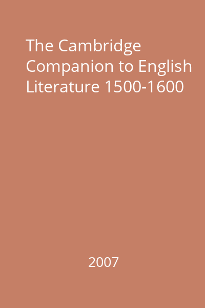 The Cambridge Companion to English Literature 1500-1600