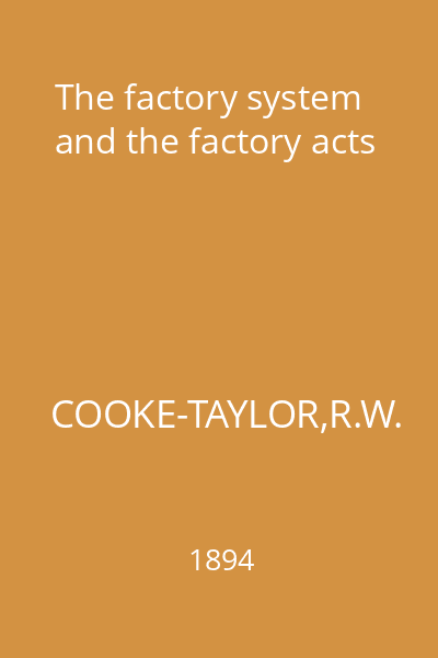 The factory system and the factory acts