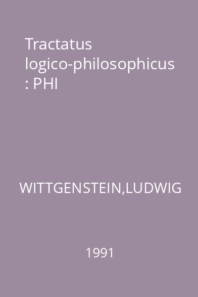 Tractatus logico-philosophicus : PHI