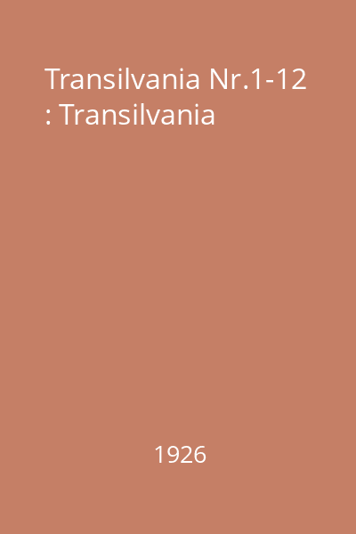 Transilvania Nr.1-12 : Transilvania
