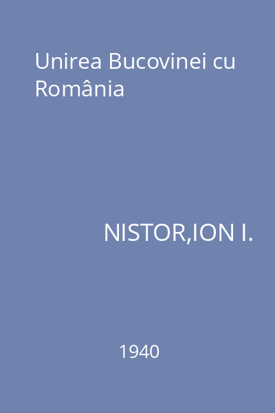 Unirea Bucovinei cu România
