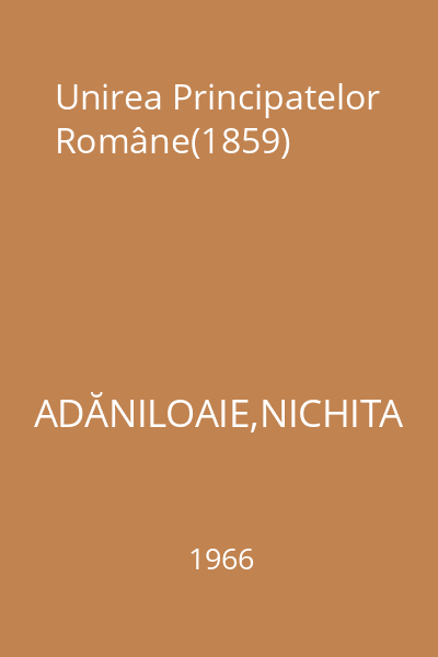 Unirea Principatelor Române(1859)