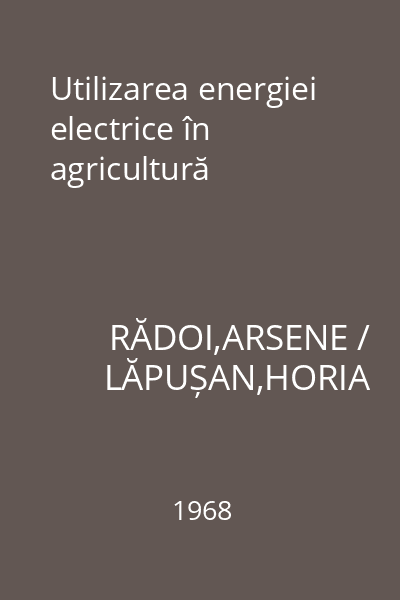 Utilizarea energiei electrice în agricultură