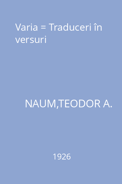 Varia = Traduceri în versuri