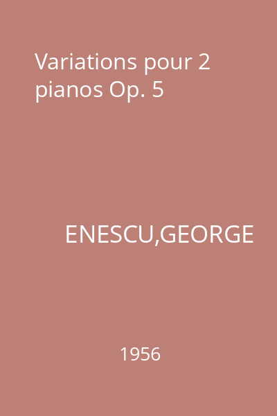 Variations pour 2 pianos Op. 5