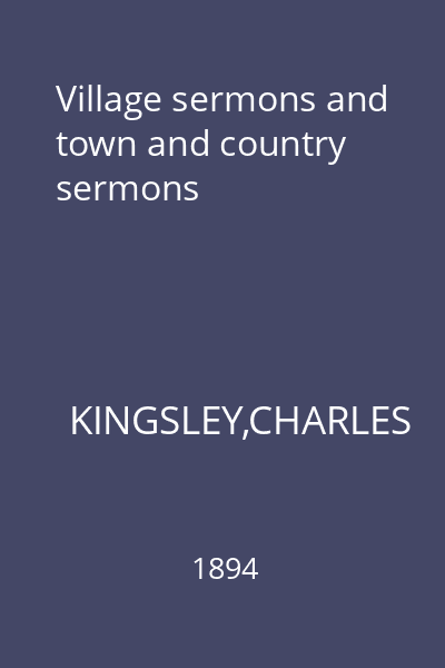 Village sermons and town and country sermons