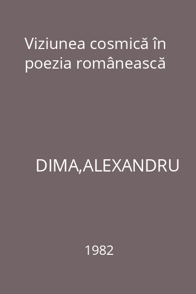 Viziunea cosmică în poezia românească